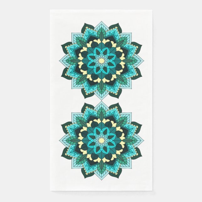 Mandala Pattern 02 in aqua Napkin (Front)