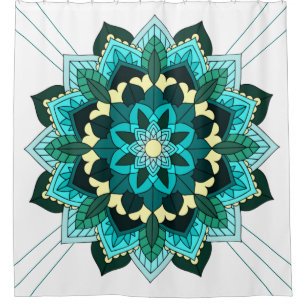Mandala Pattern 02 in aqua Shower Curtain