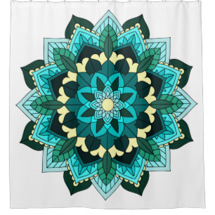 Mandala Pattern 02 in aqua Shower Curtain
