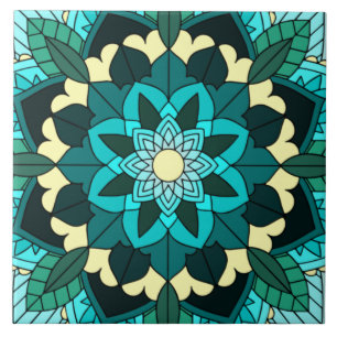 Mandala Pattern 02 in aqua Tile