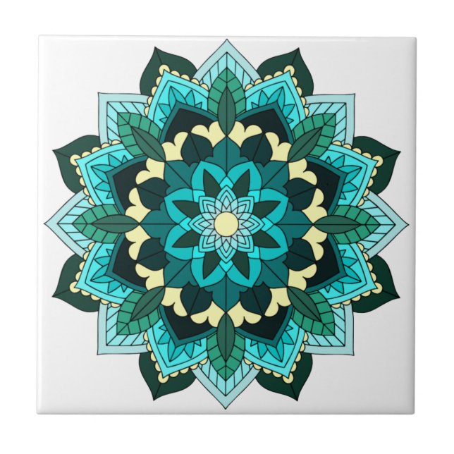 Mandala Pattern 02 in aqua Tile (Front)