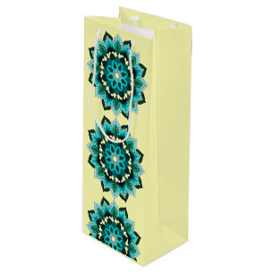 Mandala Pattern 02 in aqua Wine Gift Bag