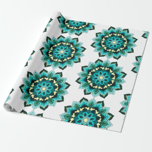 Mandala Pattern 02 in aqua Wrapping Paper