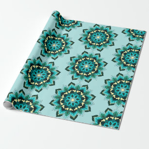 Mandala Pattern 02 in aqua Wrapping Paper