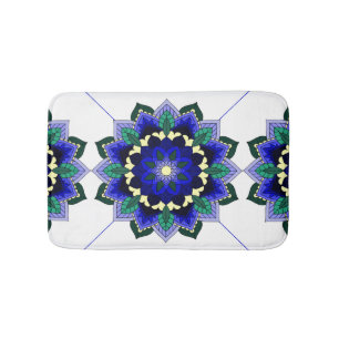 Mandala Pattern 02 in dark blue Bath Mat