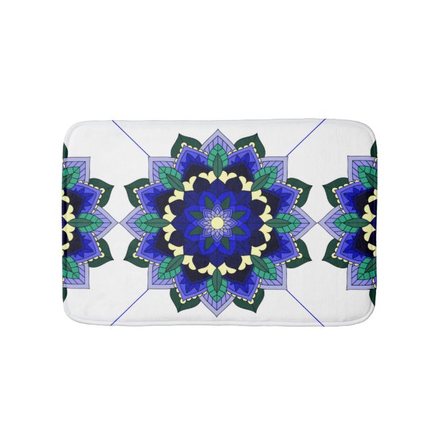 Mandala Pattern 02 in dark blue Bath Mat (Front)