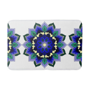 Mandala Pattern 02 in dark blue Bath Mat