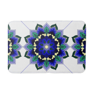 Mandala Pattern 02 in dark blue Bath Mat
