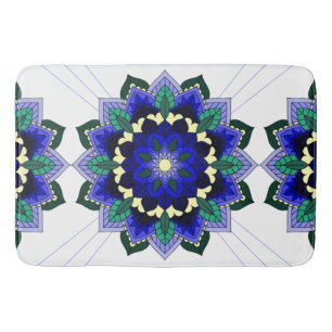 Mandala Pattern 02 in dark blue Bath Mat