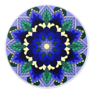 Mandala Pattern 02 in dark blue Ceramic Pull