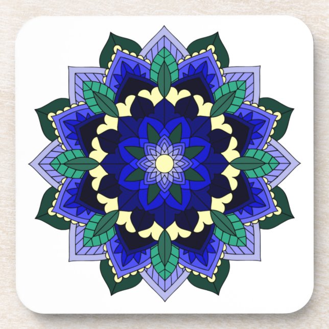 Mandala Pattern 02 in dark blue Coaster (Front)