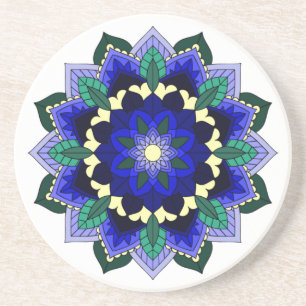 Mandala Pattern 02 in dark blue Coaster
