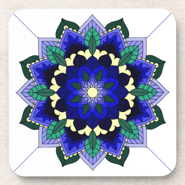 Mandala Pattern 02 in dark blue Coaster (Front)