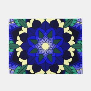 Mandala Pattern 02 in dark blue Doormat