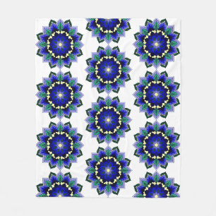 Mandala Pattern 02 in dark blue Fleece Blanket