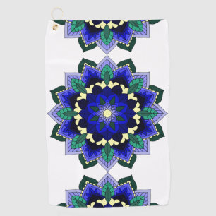 Mandala Pattern 02 in dark blue Golf Towel