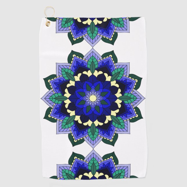 Mandala Pattern 02 in dark blue Golf Towel (Front)