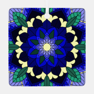 Mandala Pattern 02 in dark blue Metal Tree Decorat Decoration