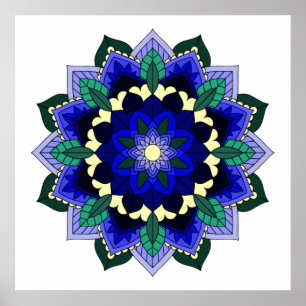 Mandala Pattern 02 in dark blue Poster