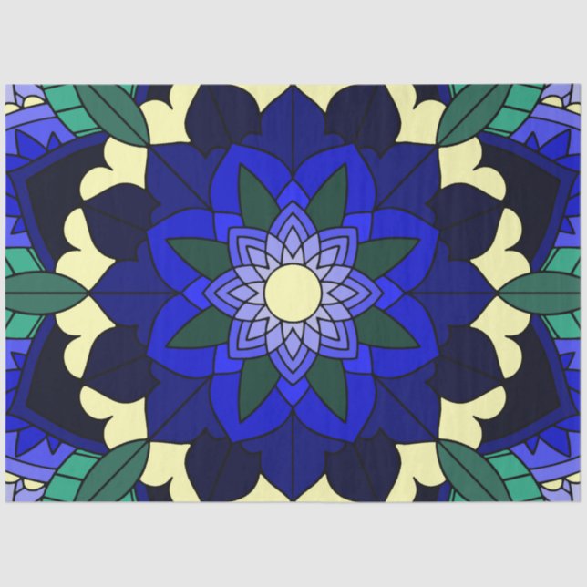 Mandala Pattern 02 in dark blue Tissue Paper (Front)