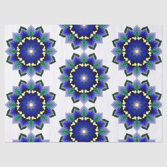 Mandala Pattern 02 in dark blue Tissue Paper (Front)