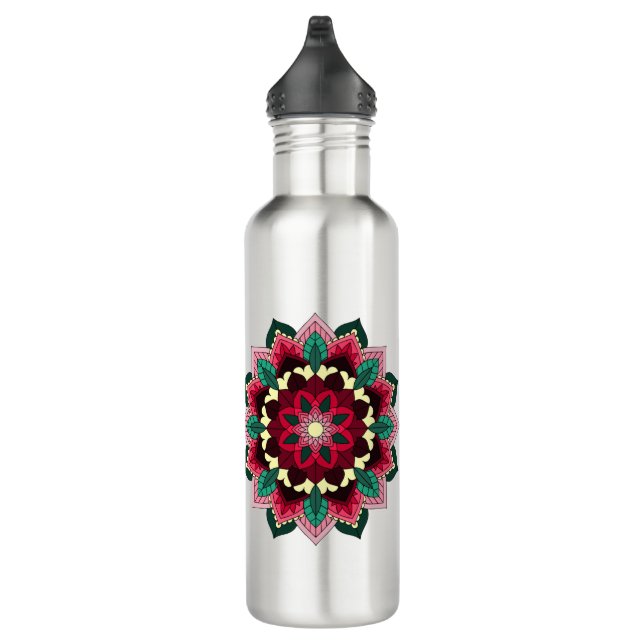 Mandala Pattern 02 in deep pink 710 Ml Water Bottl Bottle (Right)