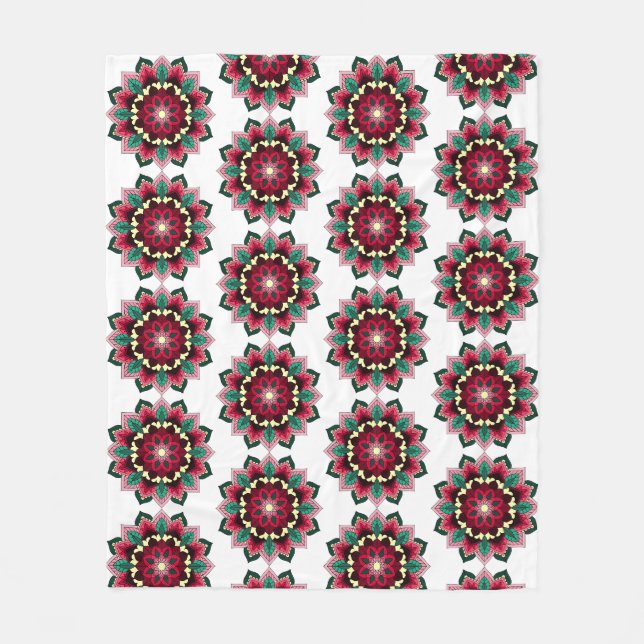 Mandala Pattern 02 in deep pink Fleece Blanket (Front)