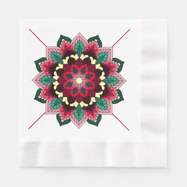 Mandala Pattern 02 in deep pink Napkin (Front)