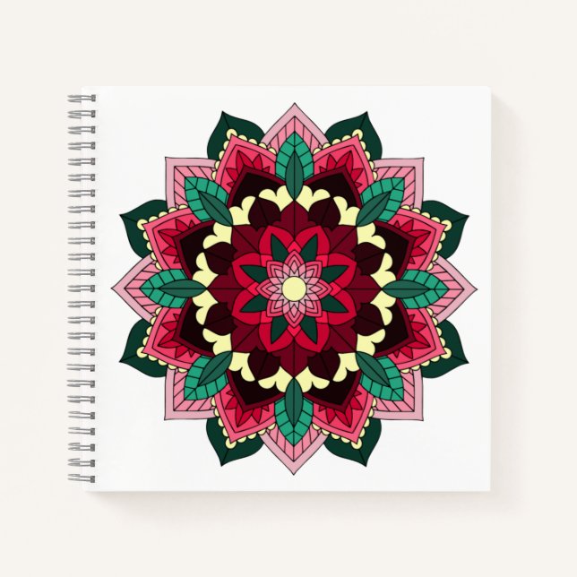 Mandala Pattern 02 in deep pink Notebook (Front)