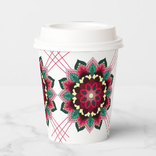 Mandala Pattern 02 in deep pink Paper cup
