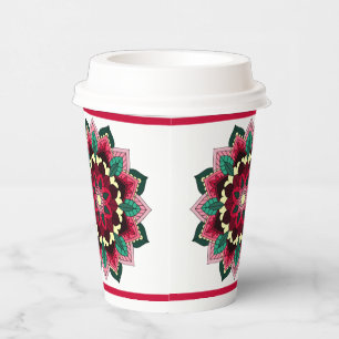Mandala Pattern 02 in deep pink Paper Cups