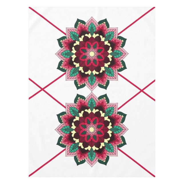 Mandala Pattern 02 in deep pink Tablecloth (Front)
