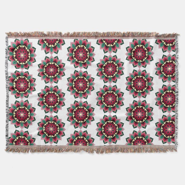 Mandala Pattern 02 in deep pink Throw Blanket (Front)