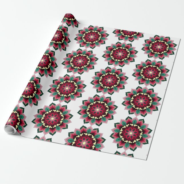 Mandala Pattern 02 in deep pink Wrapping Paper (Unrolled)