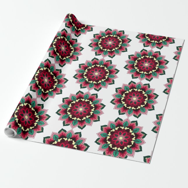 Mandala Pattern 02 in deep pink Wrapping Paper (Unrolled)