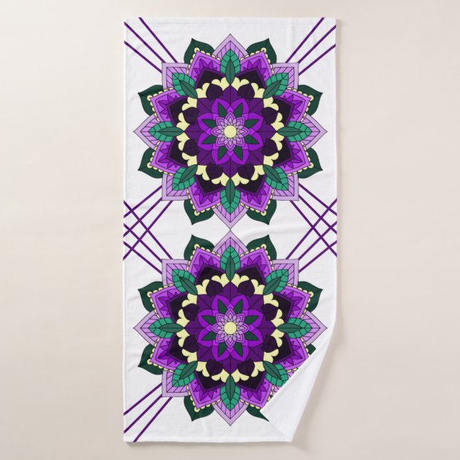 Mandala Pattern 02 in purple Bath Towel (Bath Towel)
