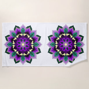 Mandala Pattern 02 in purple Beach Towel