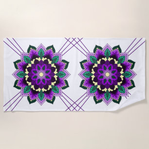 Mandala Pattern 02 in purple Beach Towel