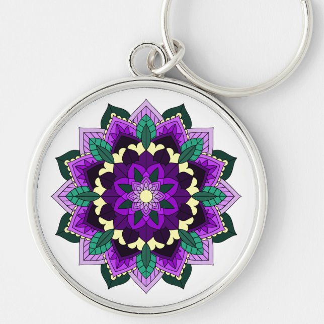Mandala Pattern 02 in purple Key Ring (Front)