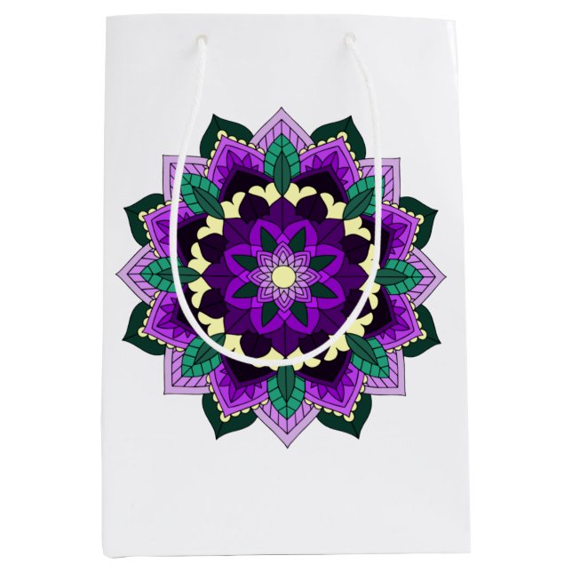 Mandala Pattern 02 in purple Medium Gift Bag (Front)