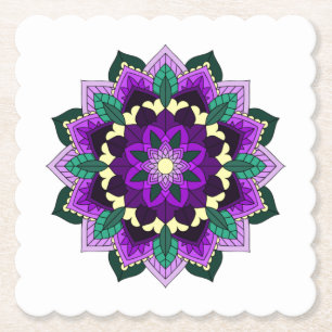 Mandala Pattern 02 in purple Paper Coaster