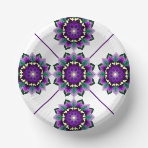 Mandala Pattern 02 in purple Paper Plate