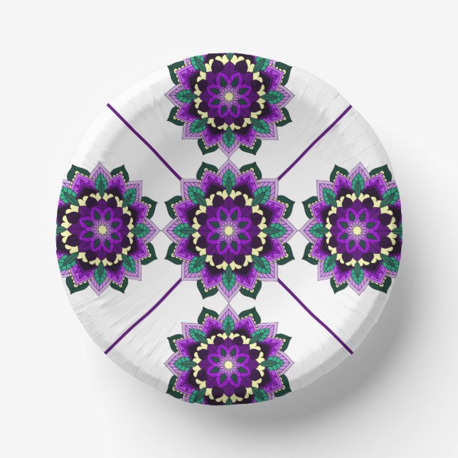 Mandala Pattern 02 in purple Paper Plate (Front)
