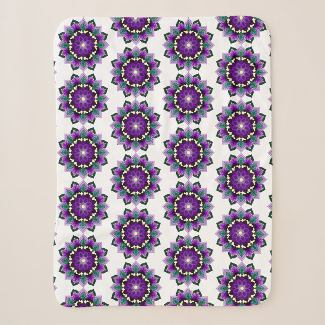 Mandala Pattern 02 in purple Sherpa Blanket (Front)