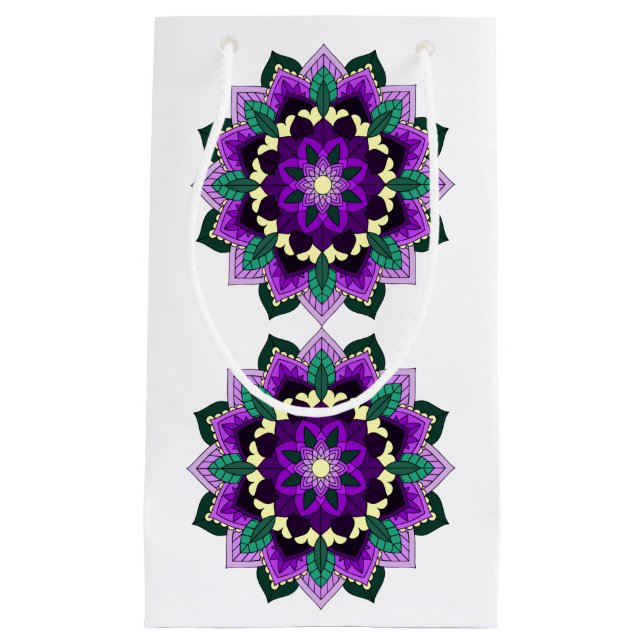 Mandala Pattern 02 in purple Small Gift Bag (Front)