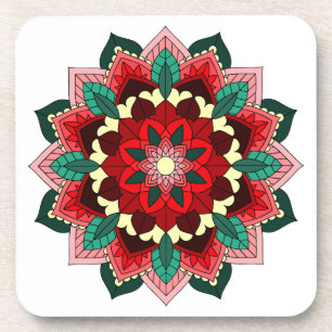 Mandala Pattern 02 in red Coaster