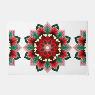 Mandala Pattern 02 in red Door Mat