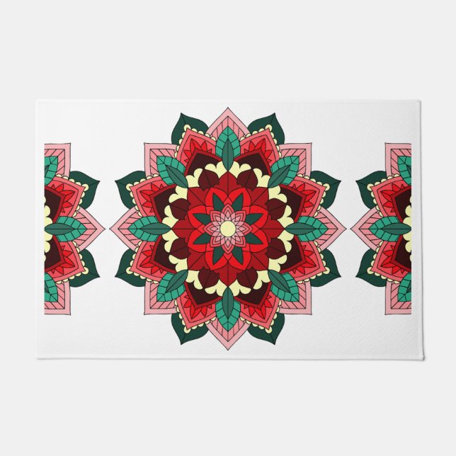 Mandala Pattern 02 in red Door Mat (Front)
