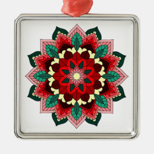 Mandala Pattern 02 in red Metal Ornament
