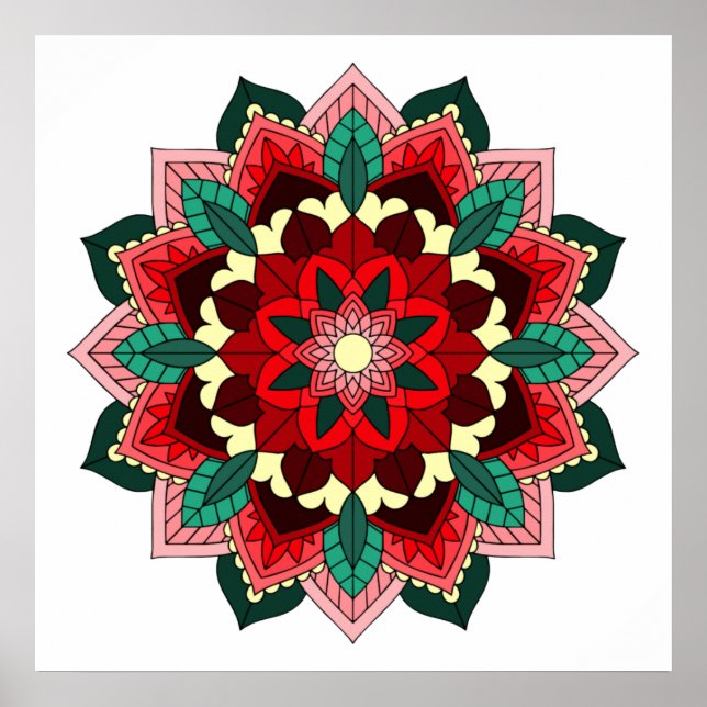 Mandala Pattern 02 in red Poster (Front)